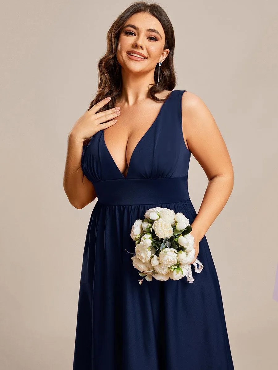 Robe de soirée longue au sol à taille empire et à encolure en V