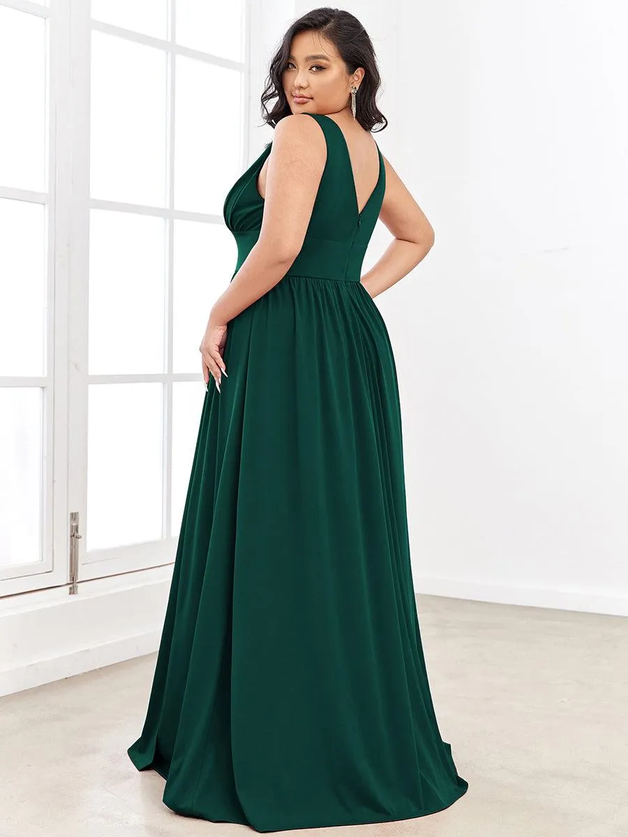 Robe de soirée longue au sol à taille empire et à encolure en V