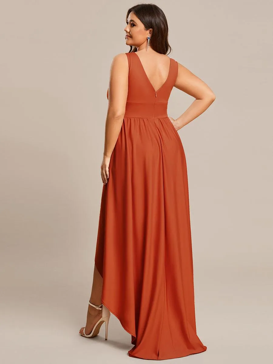 Robe de soirée longue au sol à taille empire et à encolure en V