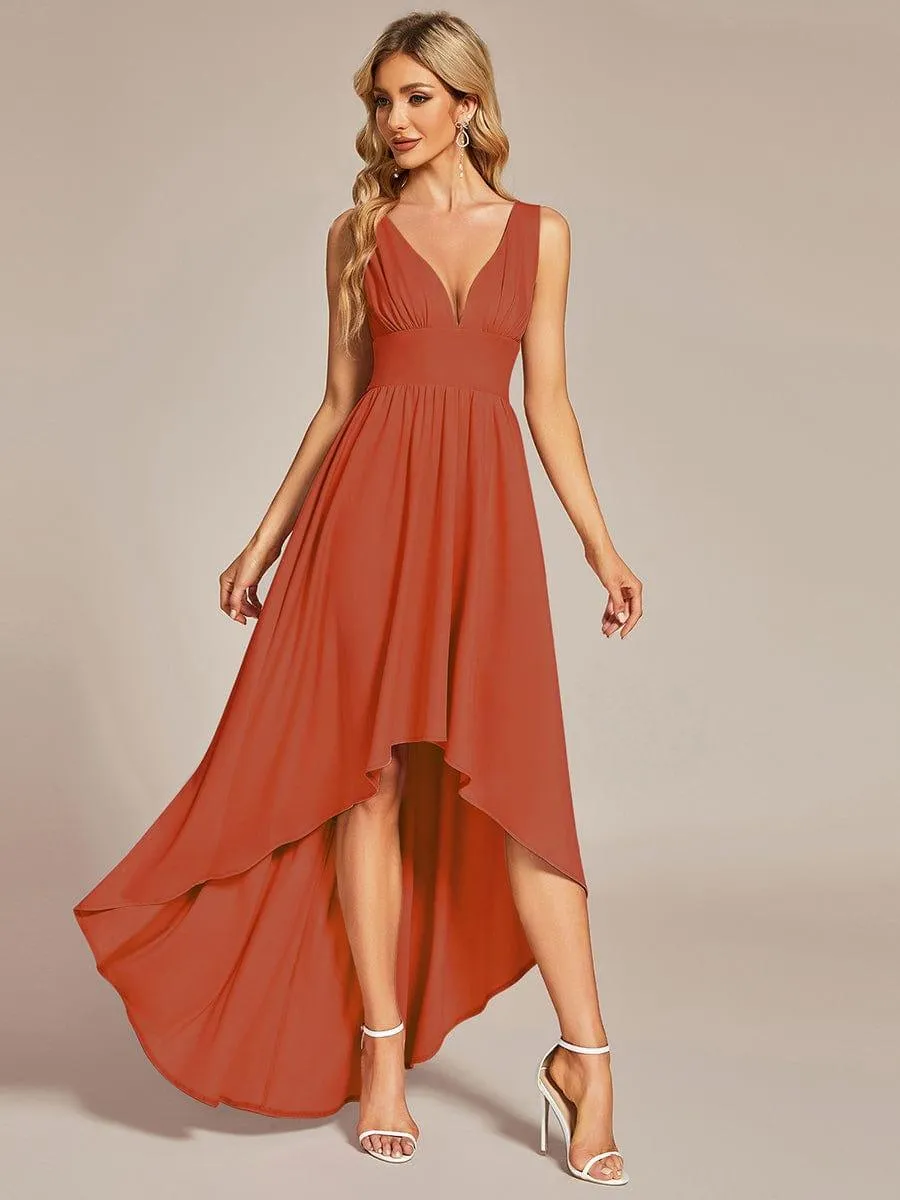 Robe de soirée longue au sol à taille empire et à encolure en V