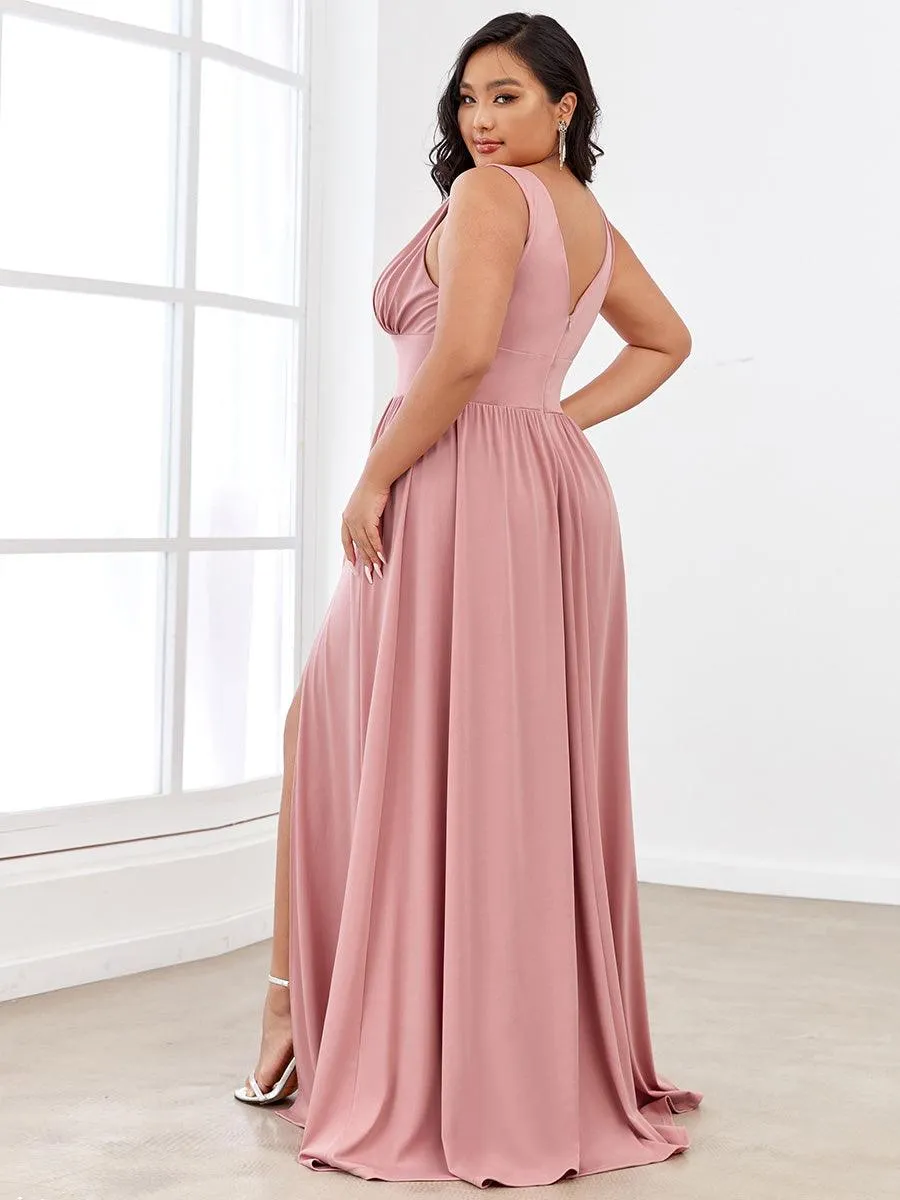 Robe de soirée longue au sol à taille empire et à encolure en V