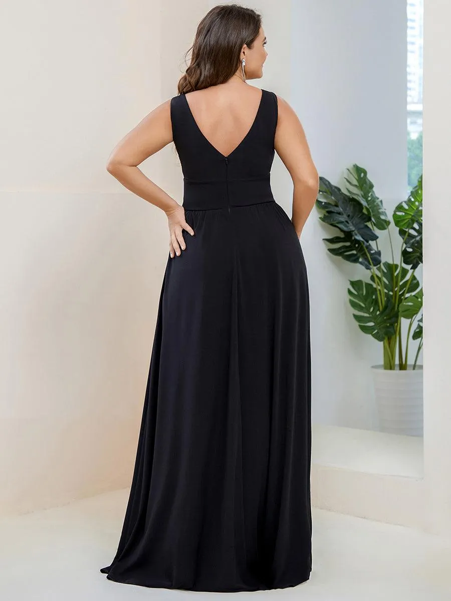 Robe de soirée longue au sol à taille empire et à encolure en V