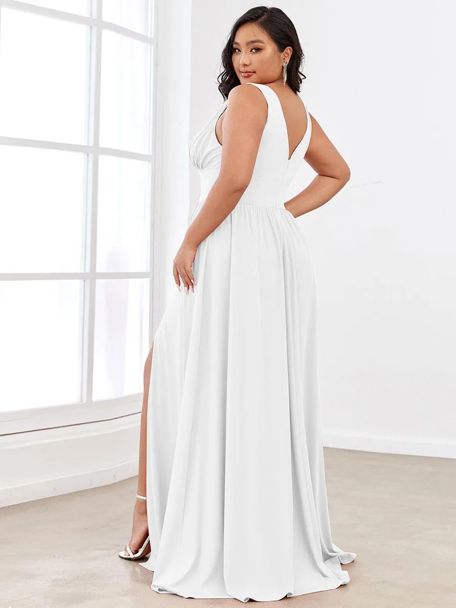 Robe de soirée longue au sol à taille empire et à encolure en V