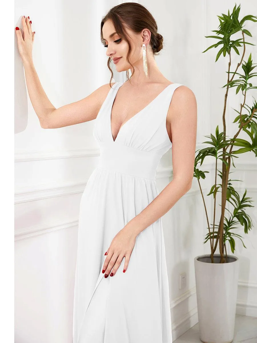 Robe de soirée longue au sol à taille empire et à encolure en V