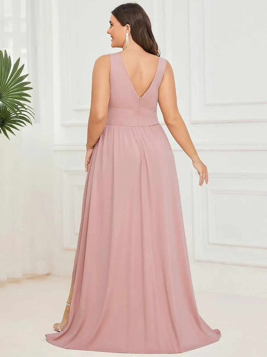 Robe de soirée longue au sol à taille empire et à encolure en V