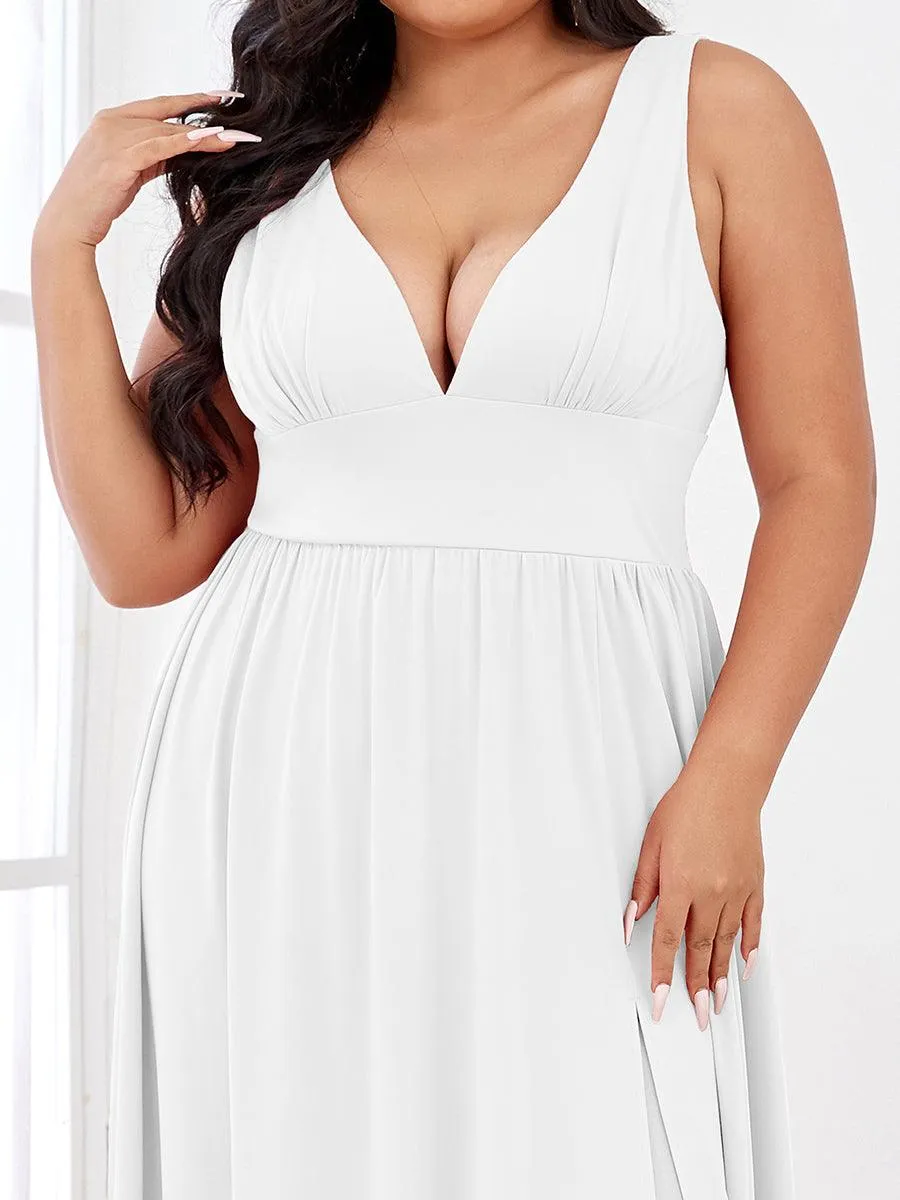 Robe de soirée longue au sol à taille empire et à encolure en V