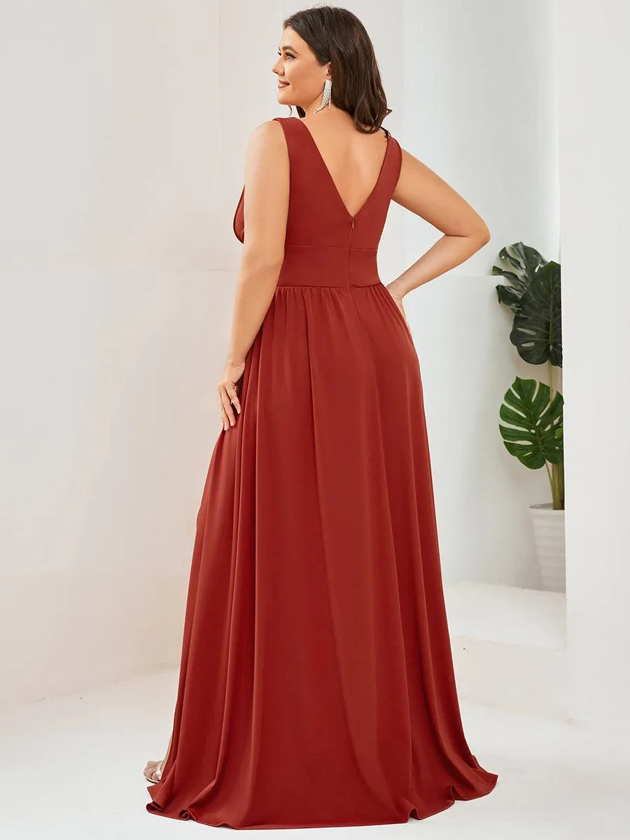 Robe de soirée longue au sol à taille empire et à encolure en V