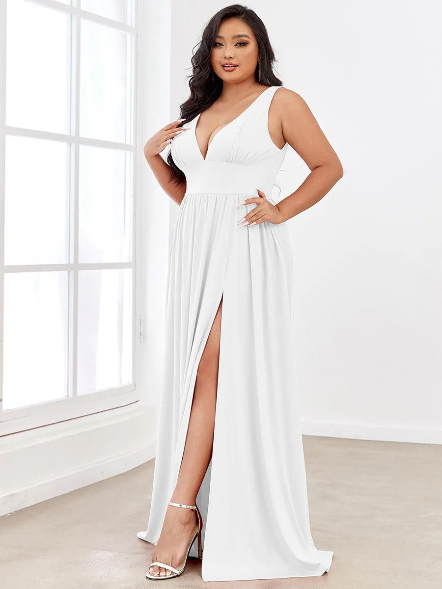 Robe de soirée longue au sol à taille empire et à encolure en V