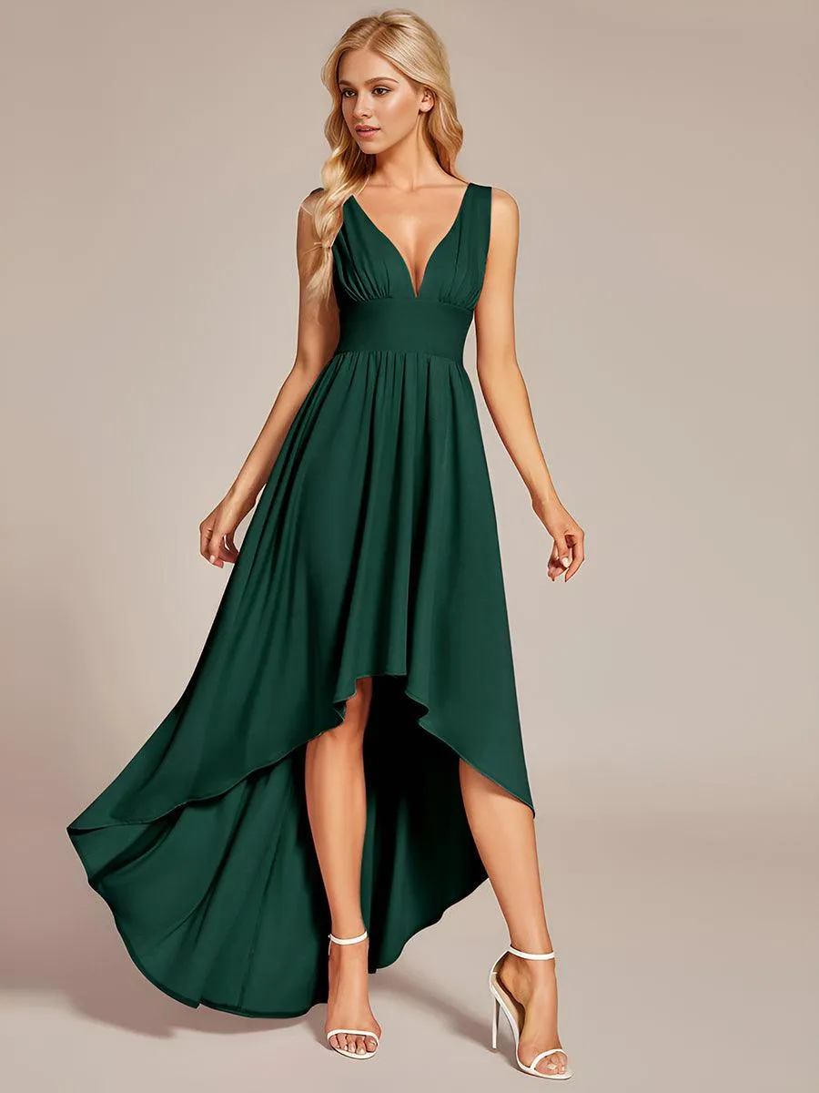 Robe de soirée longue au sol à taille empire et à encolure en V