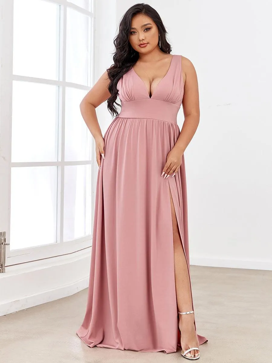 Robe de soirée longue au sol à taille empire et à encolure en V