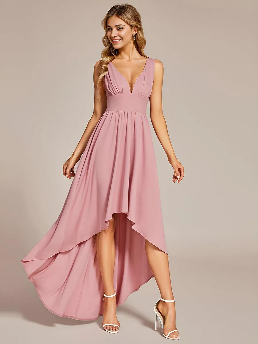 Robe de soirée longue au sol à taille empire et à encolure en V