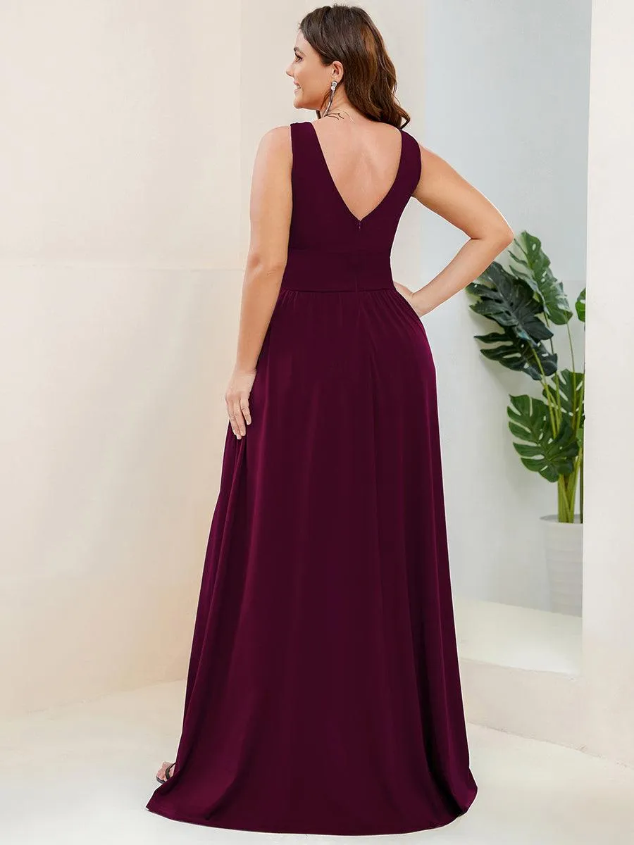 Robe de soirée longue au sol à taille empire et à encolure en V