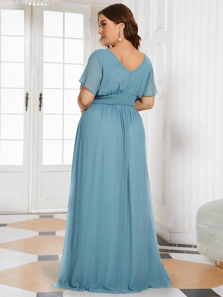Robe de Soirée Longue Grande Taille en Mousseline à Taille Empire