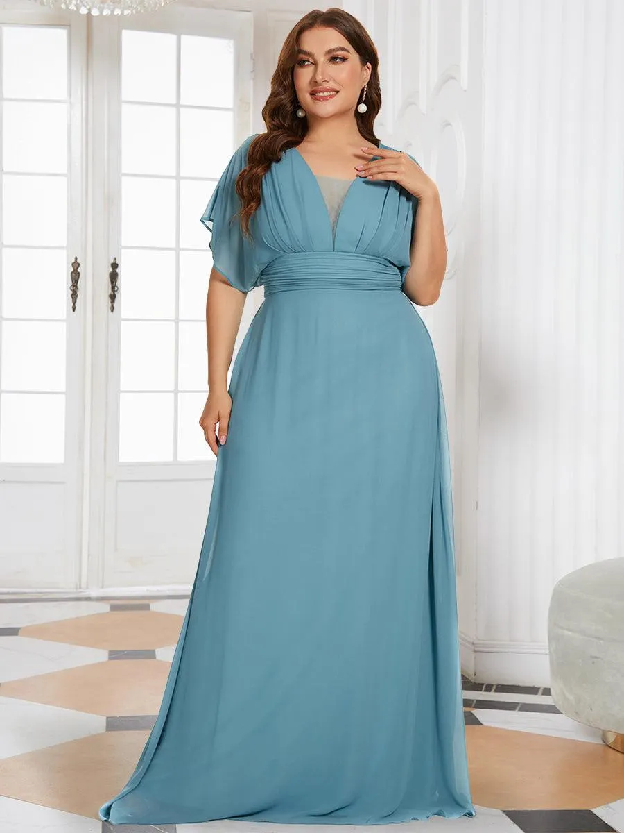 Robe de Soirée Longue Grande Taille en Mousseline à Taille Empire