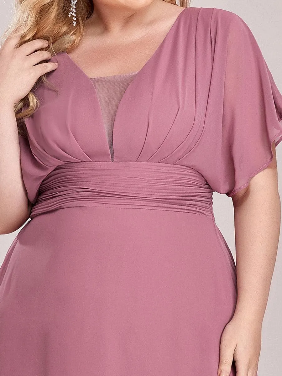 Robe de Soirée Longue Grande Taille en Mousseline à Taille Empire