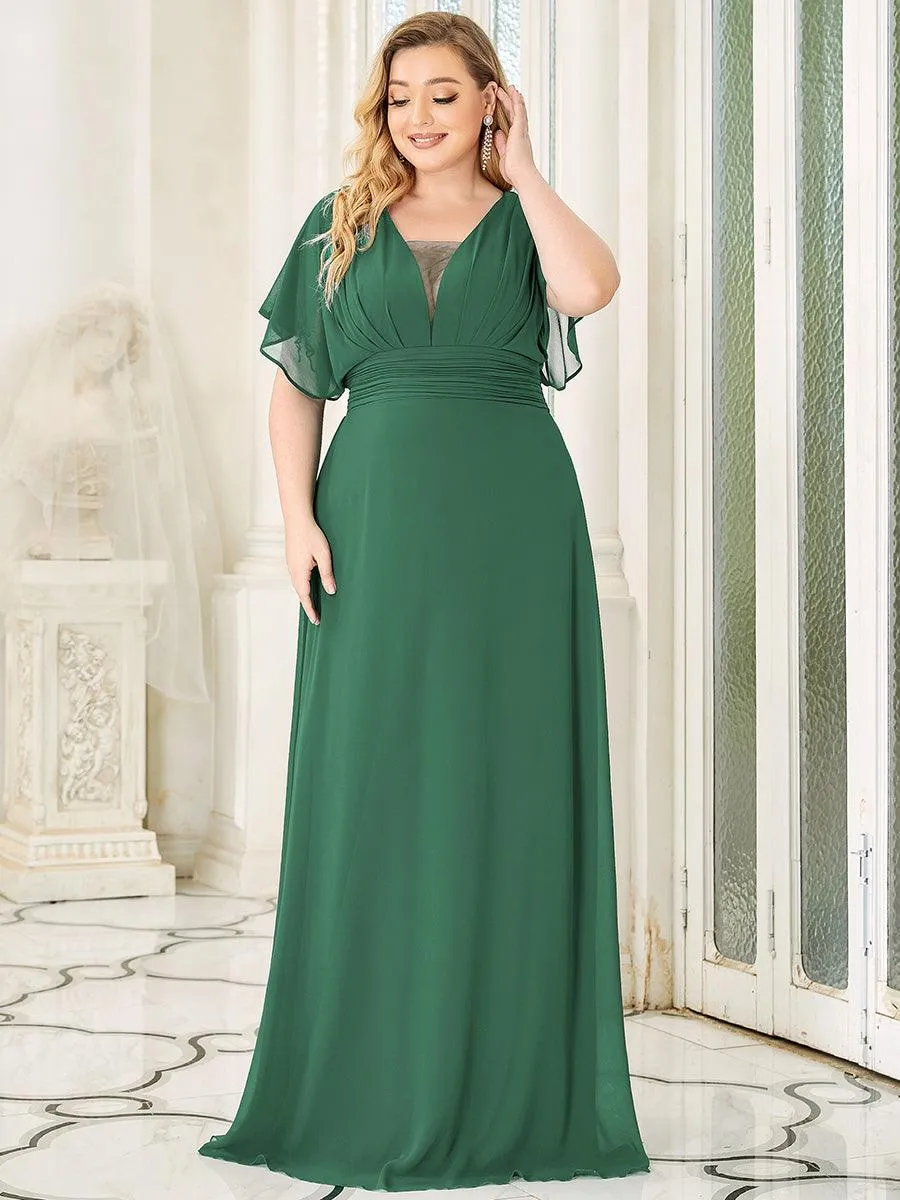 Robe de Soirée Longue Grande Taille en Mousseline à Taille Empire