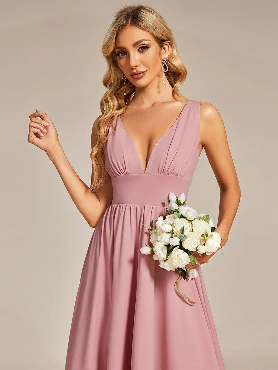 Robe Demoiselle d'honneur élégante Taille Empire Sans Manches(Vente finale)