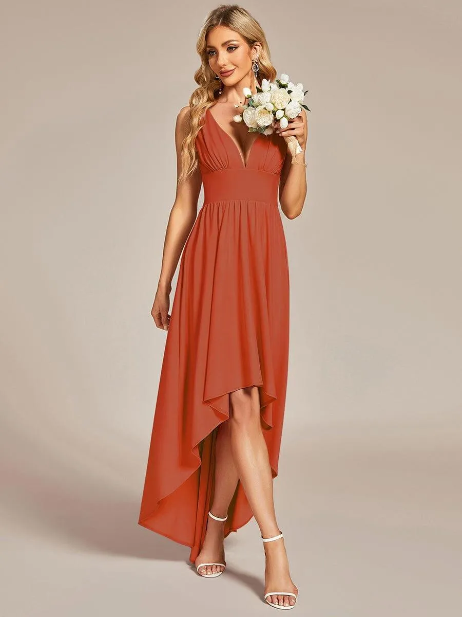 Robe Demoiselle d'honneur élégante Taille Empire Sans Manches(Vente finale)