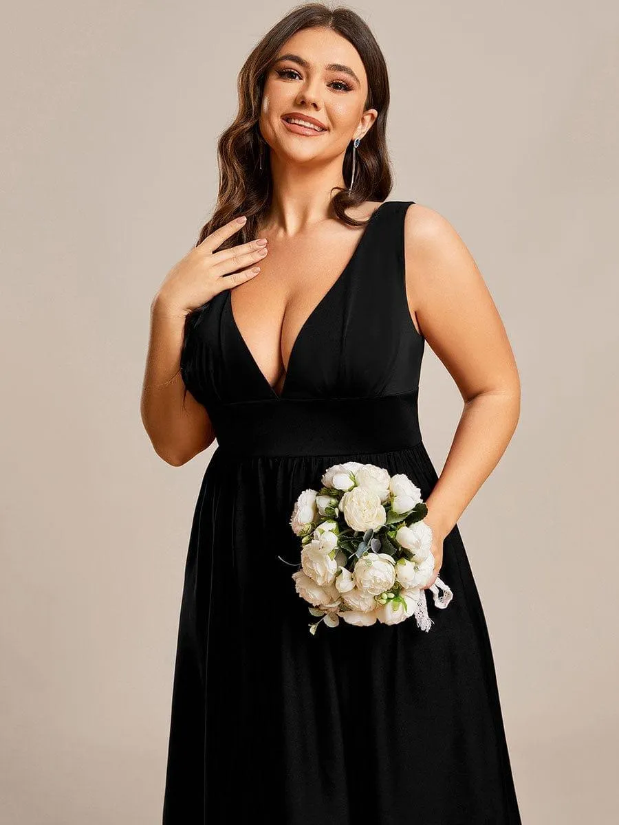 Robe Demoiselle d'honneur élégante Taille Empire Sans Manches(Vente finale)
