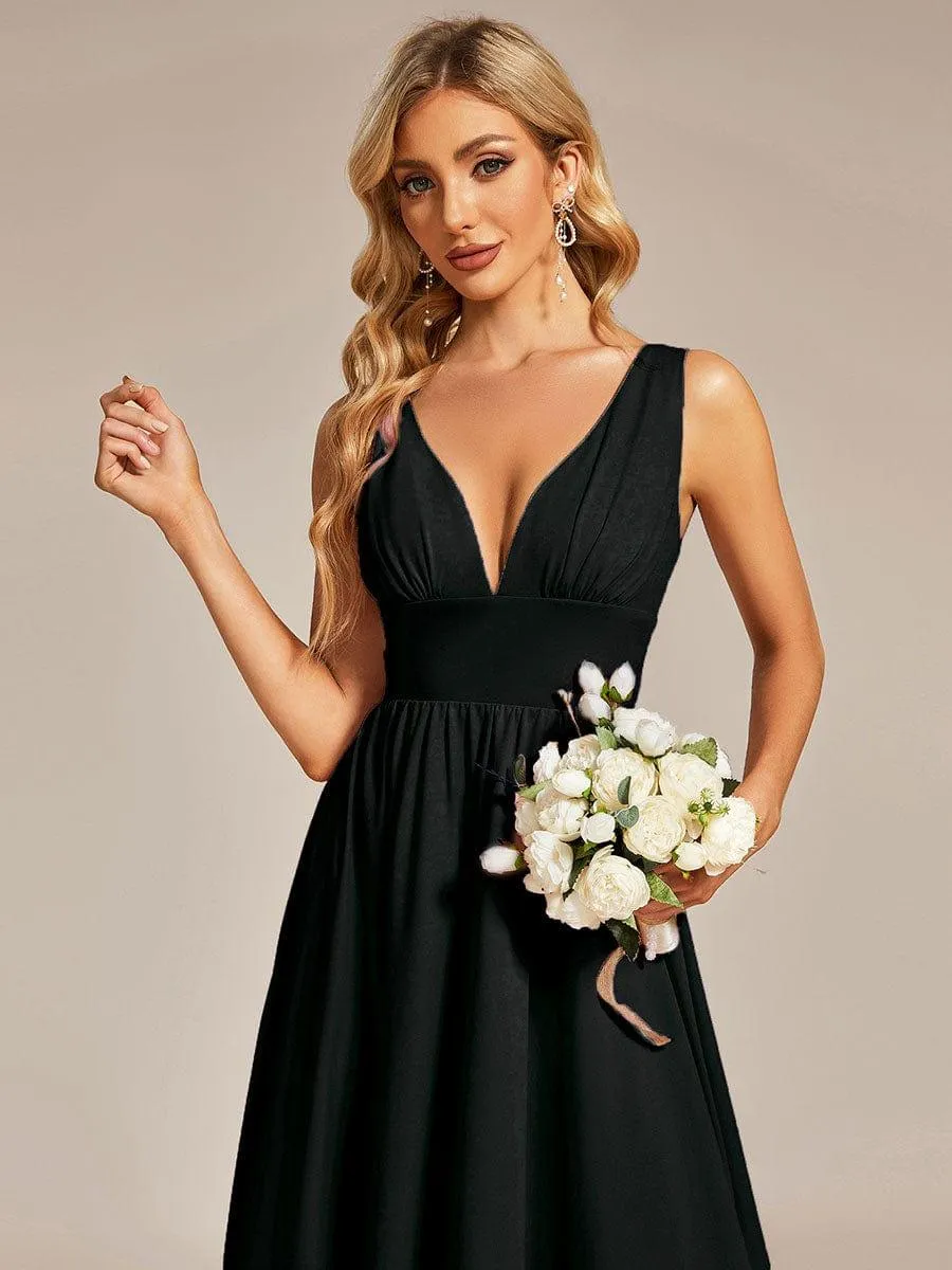 Robe Demoiselle d'honneur élégante Taille Empire Sans Manches(Vente finale)