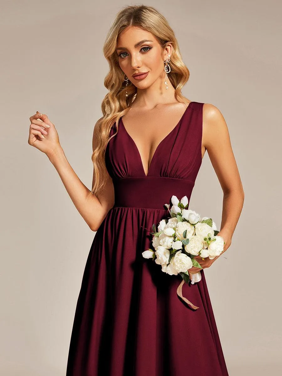 Robe Demoiselle d'honneur élégante Taille Empire Sans Manches(Vente finale)