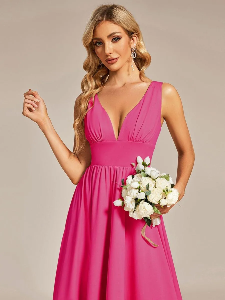 Robe Demoiselle d'honneur élégante Taille Empire Sans Manches(Vente finale)