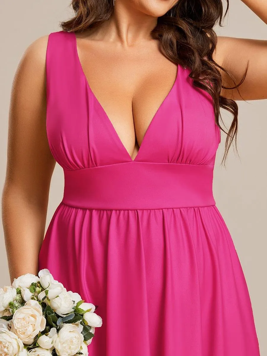 Robe Demoiselle d'honneur élégante Taille Empire Sans Manches(Vente finale)