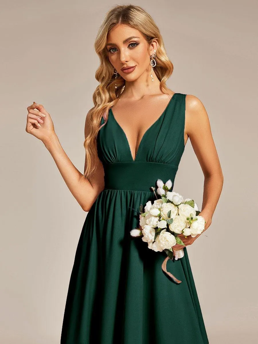 Robe Demoiselle d'honneur élégante Taille Empire Sans Manches(Vente finale)