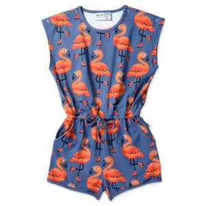 Rolling Flamingos Playsuit - Dark Blue