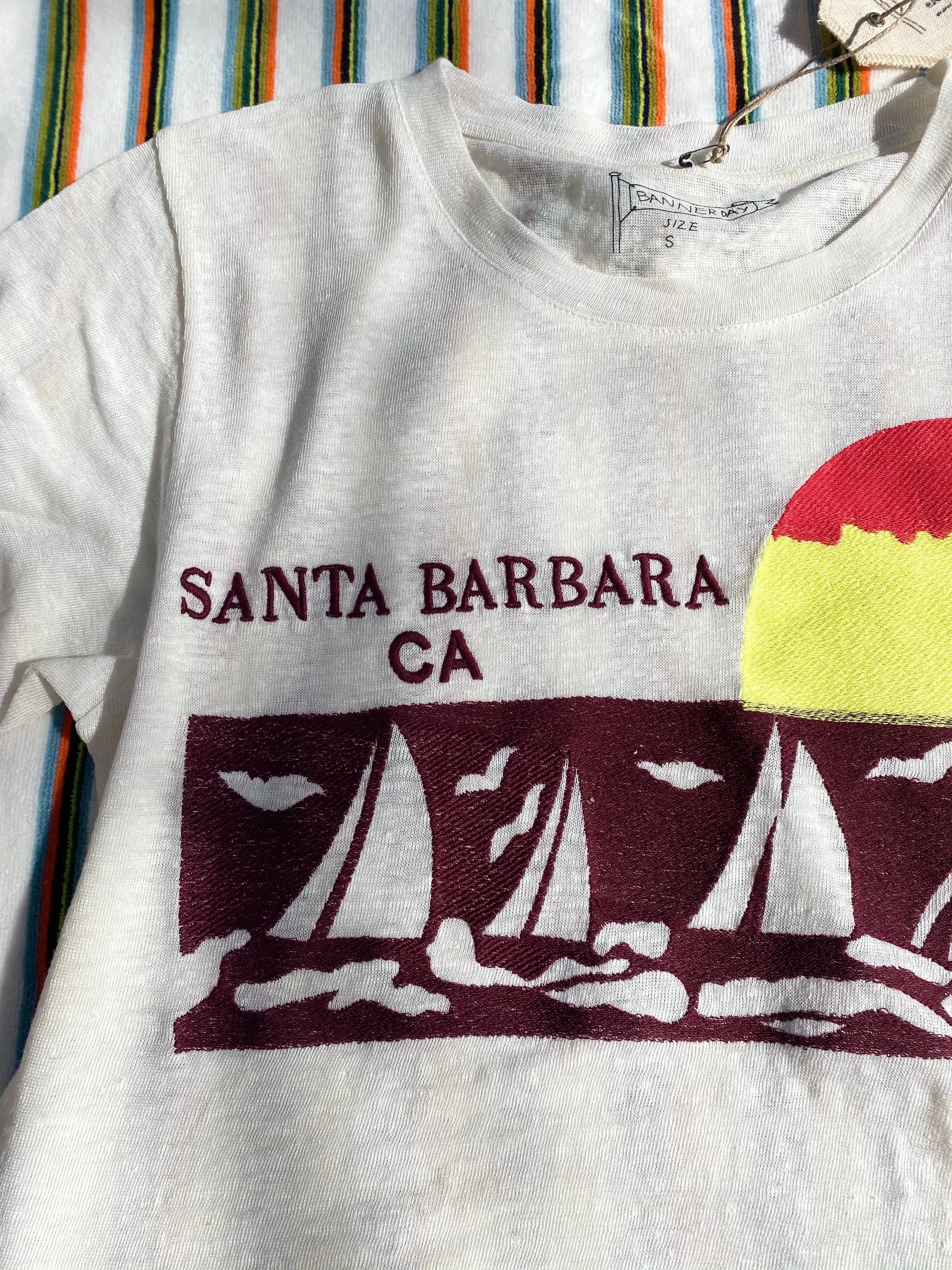 SANTA BARBARA EMBROIDERED LINEN TEE | Bone