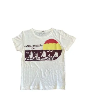 SANTA BARBARA EMBROIDERED LINEN TEE | Bone