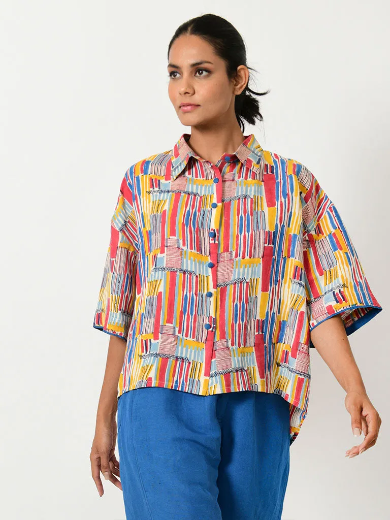 Scribble Linen Crop Shirt