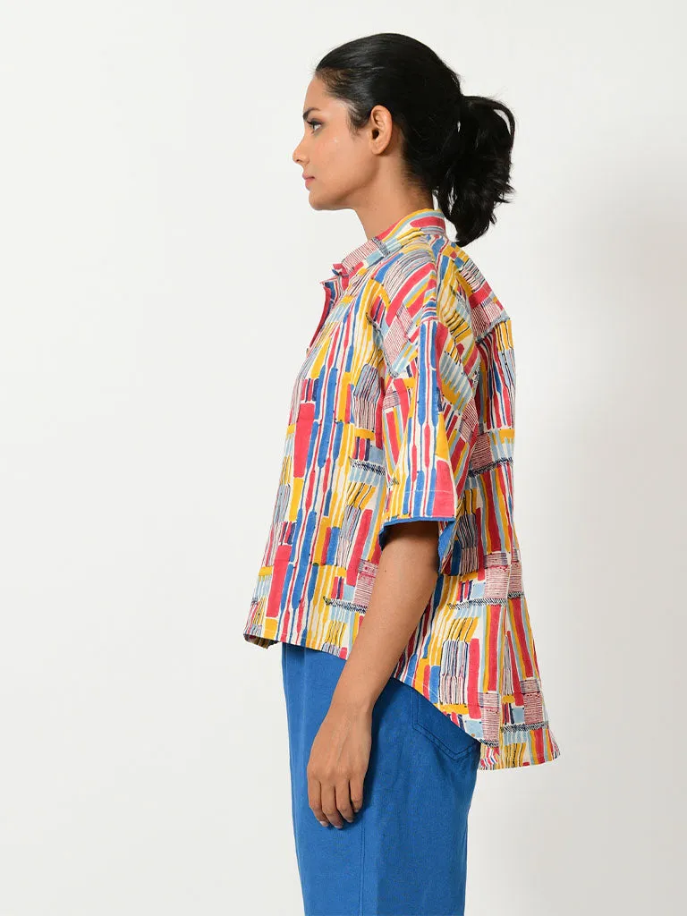 Scribble Linen Crop Shirt