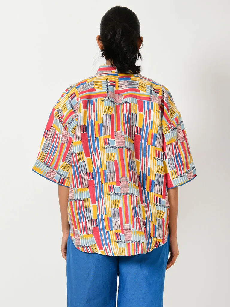 Scribble Linen Crop Shirt