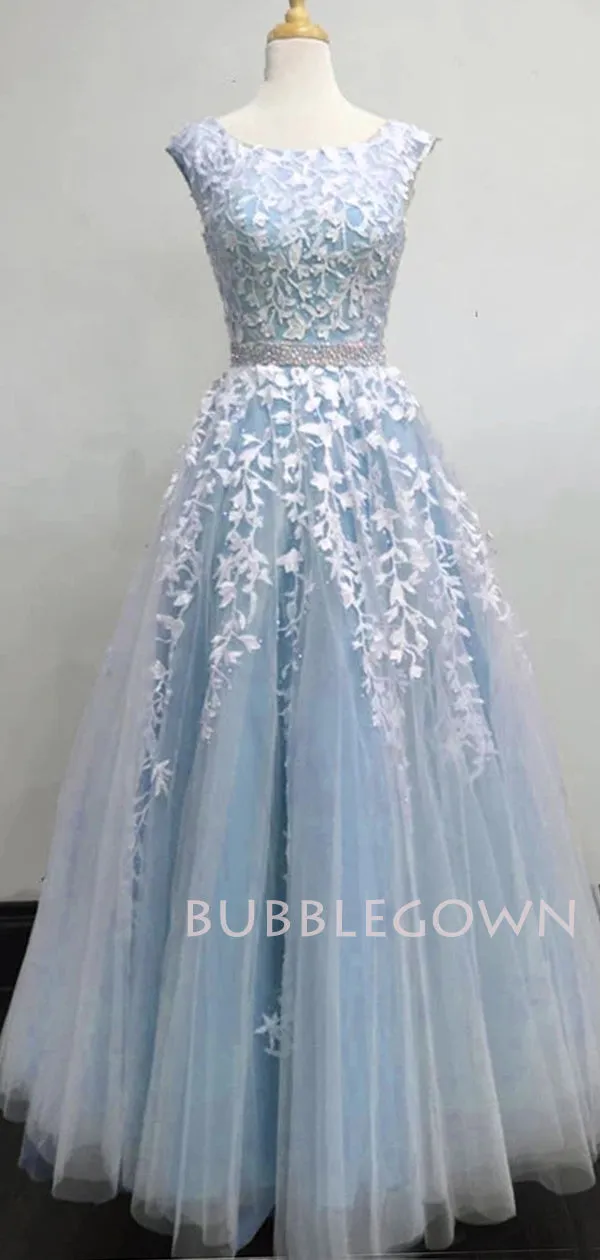 Sex A-LineLace Embroidery Long Evening Prom Dresses, Cheap Tulle Sweet Prom Dresses, MR7155