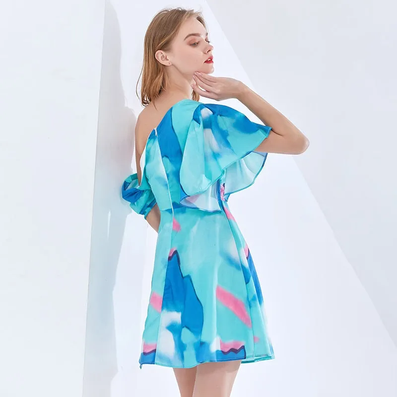 Sexy Print Tie Dye Dress For Women