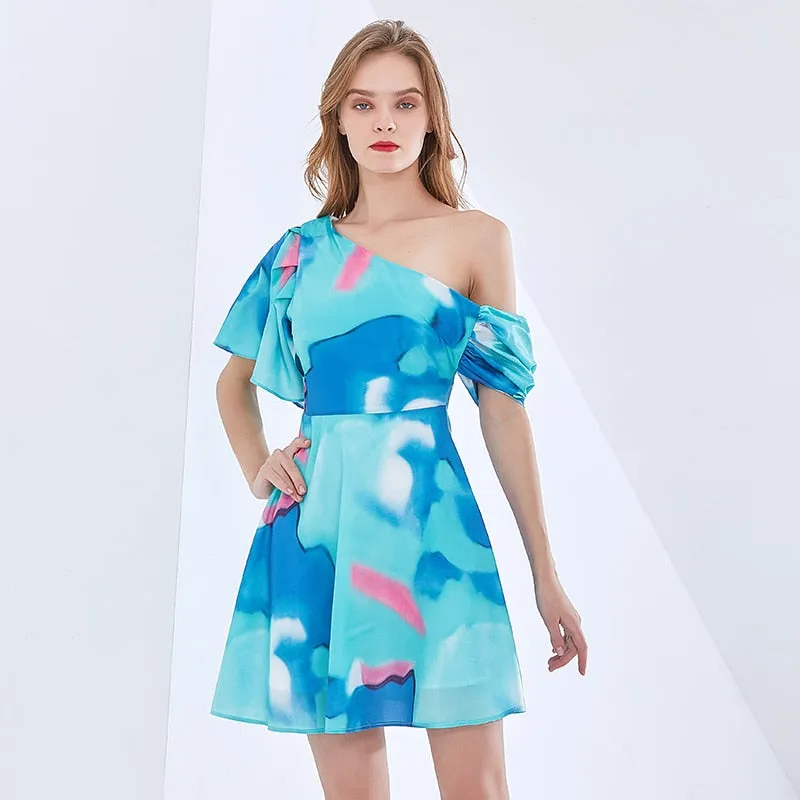 Sexy Print Tie Dye Dress For Women