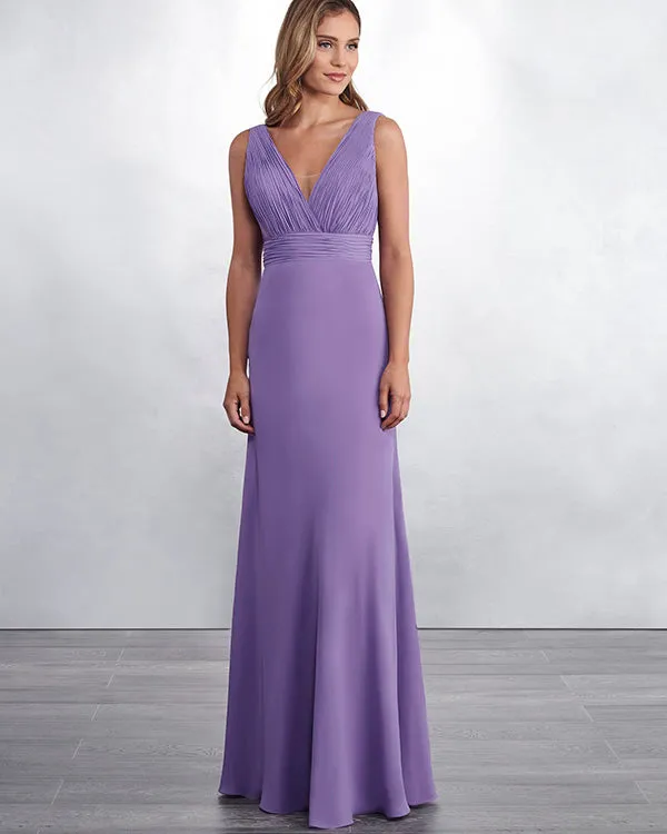 Sexy Purple Chiffon Trumpet Bridesmaid Dresses V-Neck Ruffles Floor Length