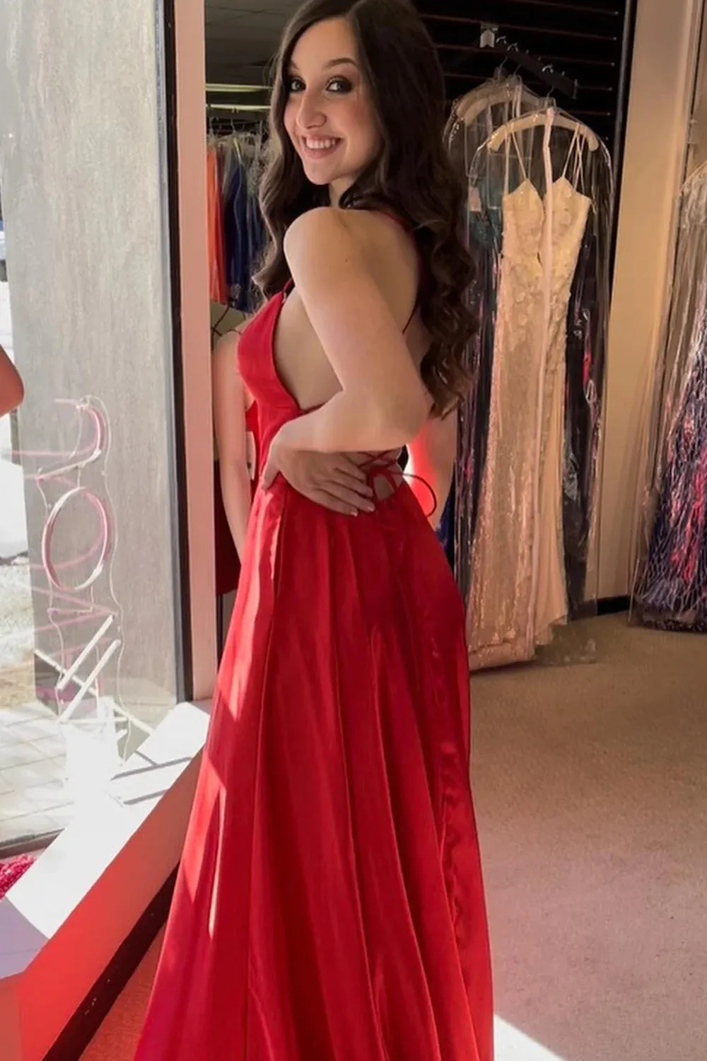 Sexy Simple Emerald Green Prom Dresses Long Evening Dress with Slit