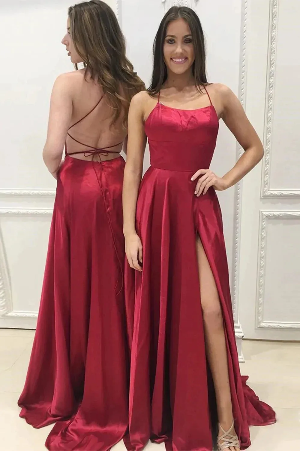 Sexy Simple Emerald Green Prom Dresses Long Evening Dress with Slit