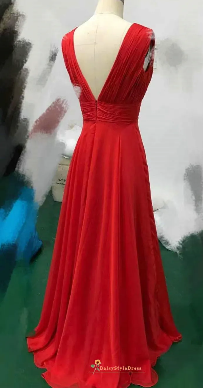 Sexy Slit Red Long Prom Dress
