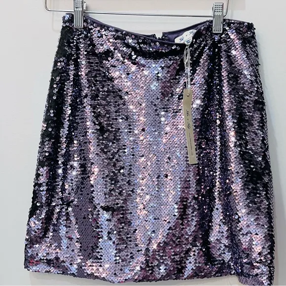 She   Sky boutique sequin skirt bundle silver purple size medium