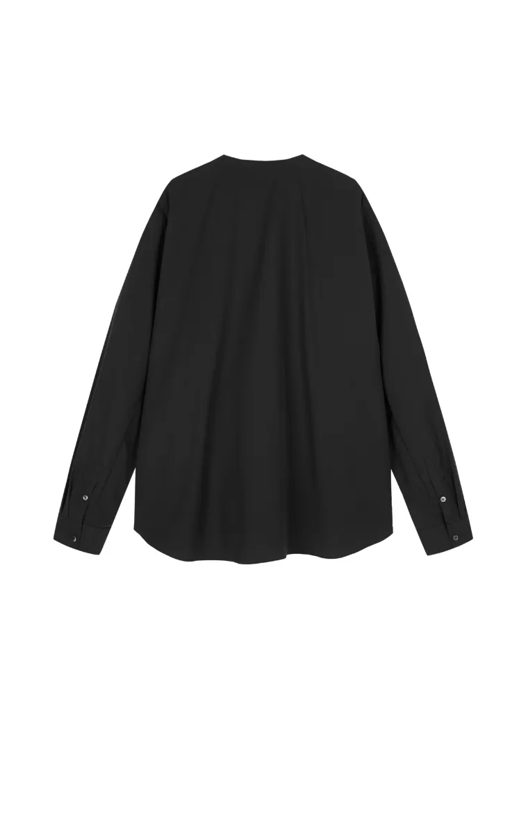 Shirt / JNBY Oversized V-Neck Cotton Poplin Shirt