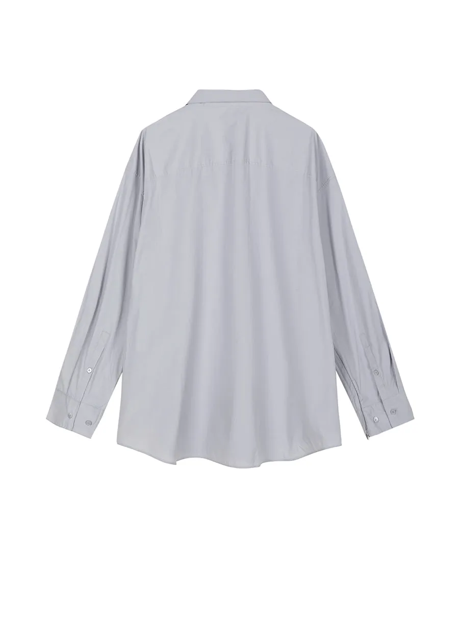 Shirt/JNBY H-line Oversize Poplin Fabric Long-sleeved Shirt