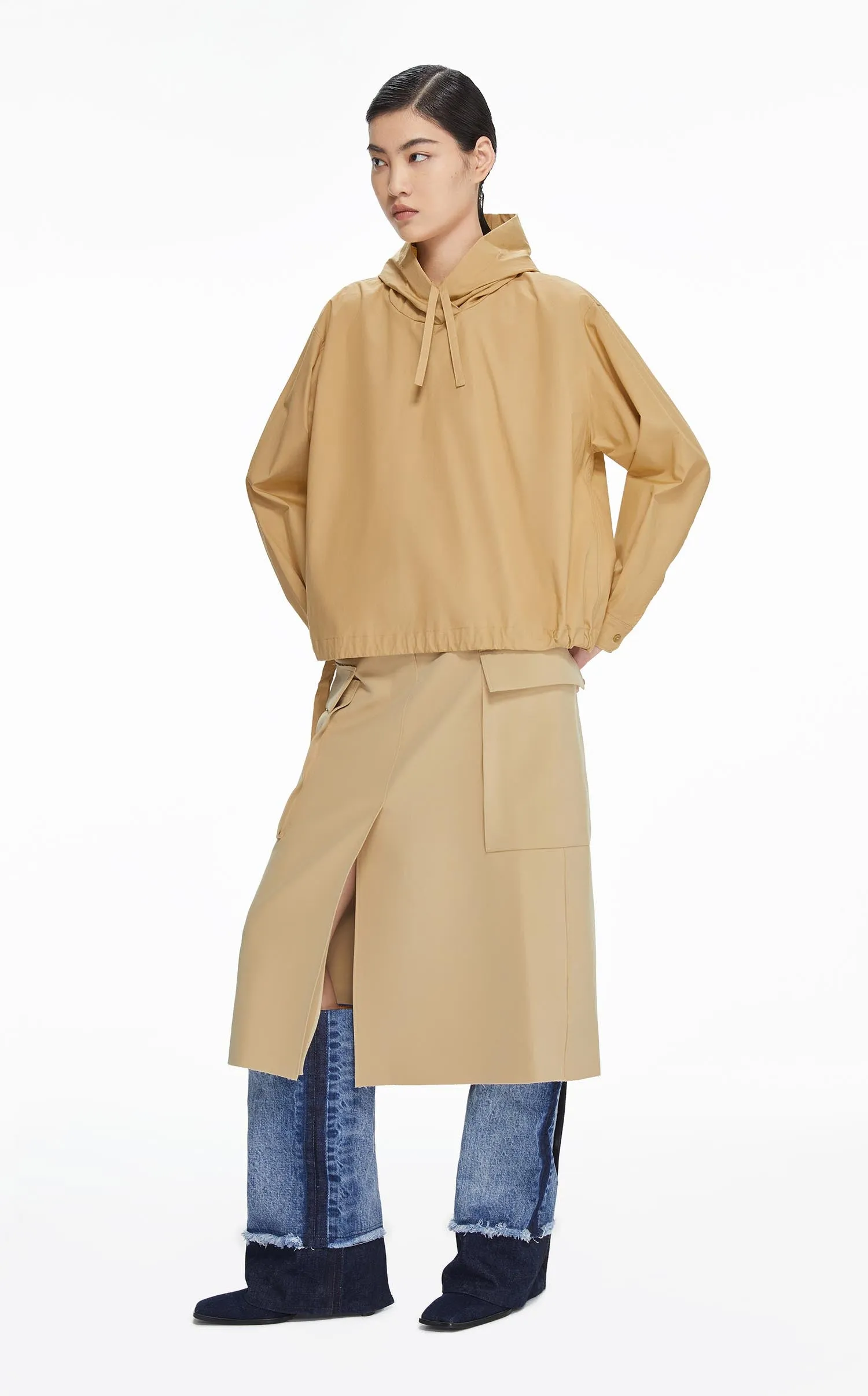 Shirts / JNBY Loose Fit Drawstring Hooded A-Line Shirt