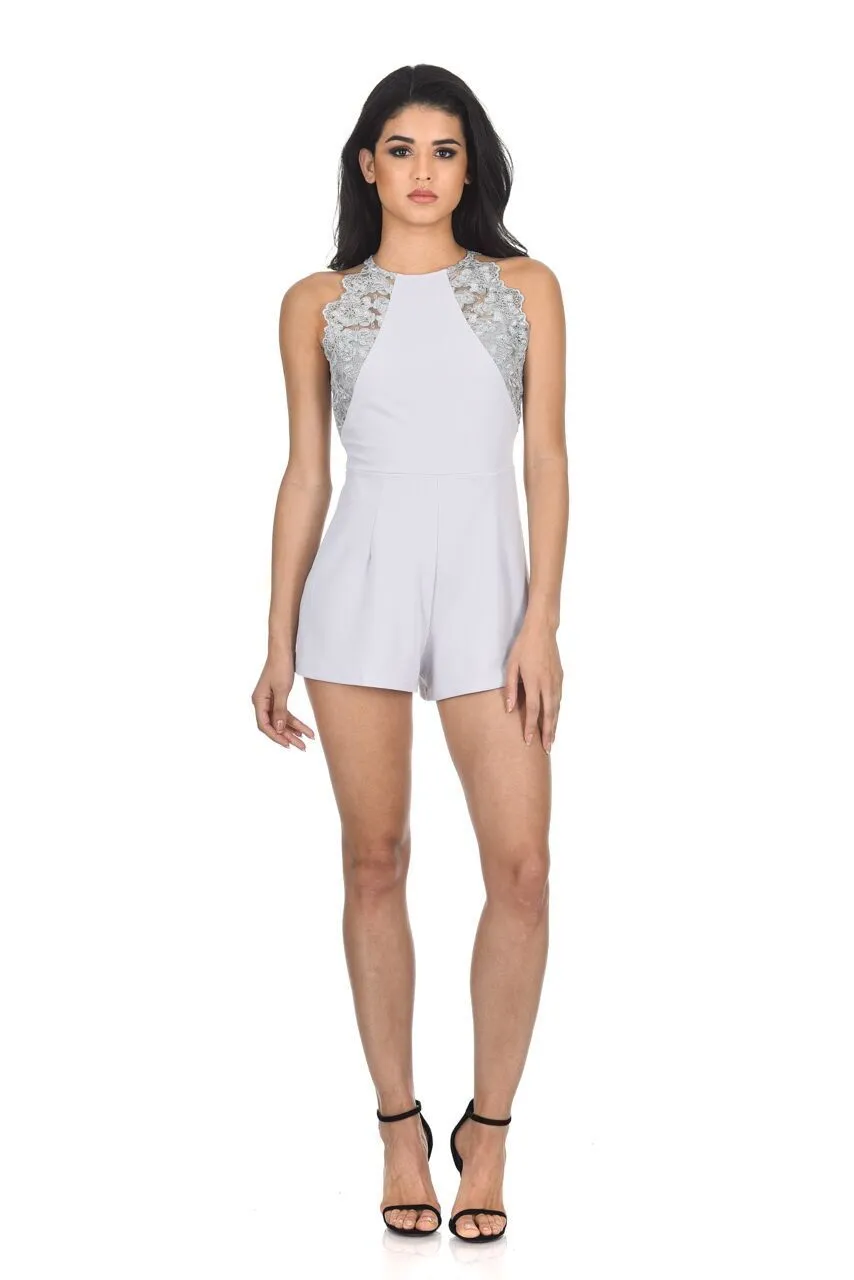 Silver lace playsuit