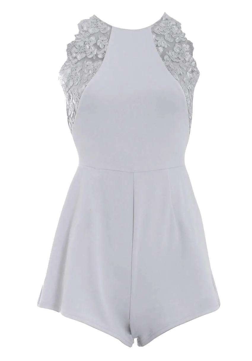 Silver lace playsuit