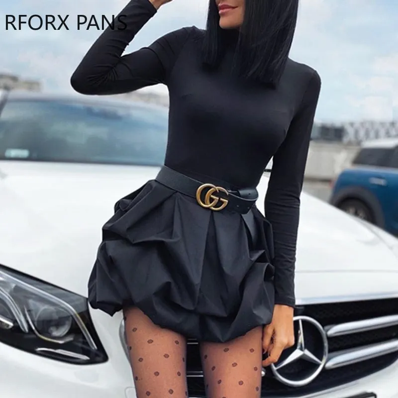 Solid Long Sleeve Mini Dress