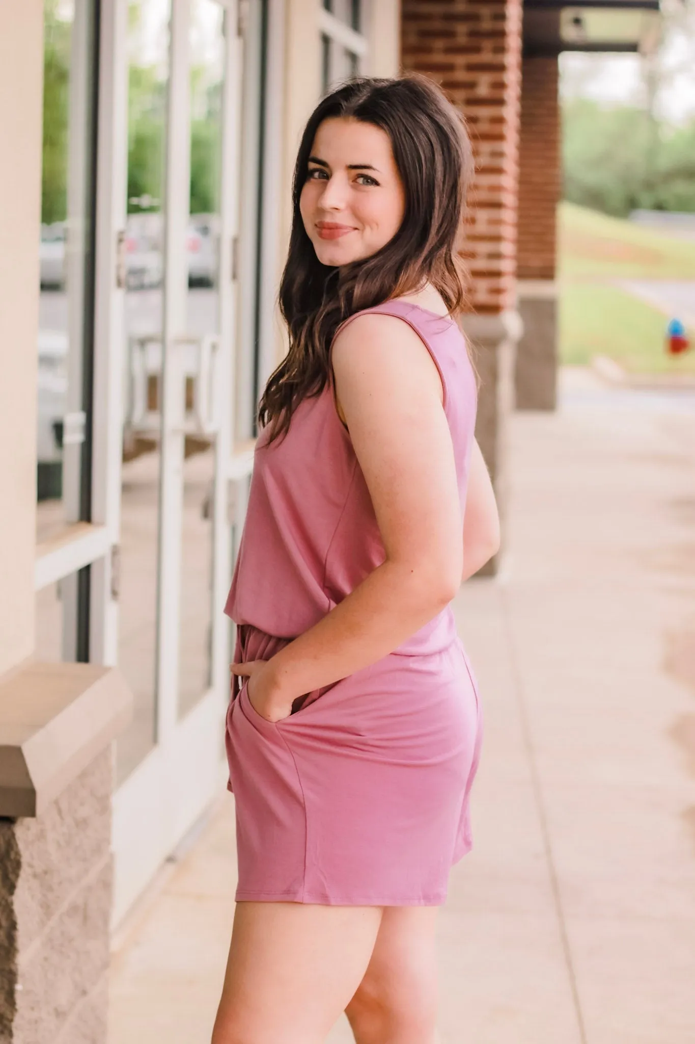 Summer Days Tank Romper in Dusty Rose