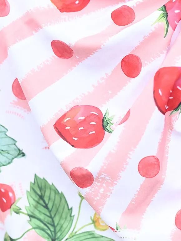 Sweet Lolita Overskirt Fruit Pattern Pink Lace Daily Casual Tea Party Lolita Skirts